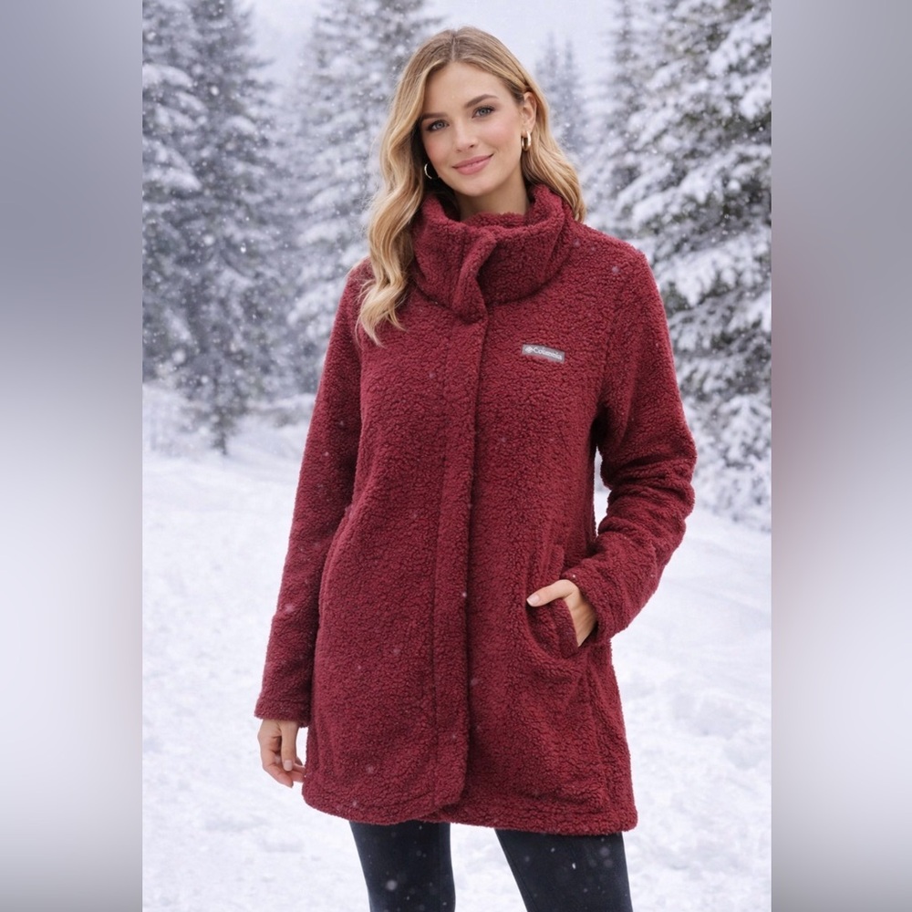 ♥️ Columbia Women's Maroon Teddy Jacket